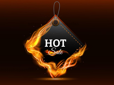 Realistic hot fire flame label composition banner fire background graphic design sale banner