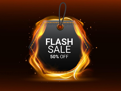 Realistic fire flame discount promotion banner design