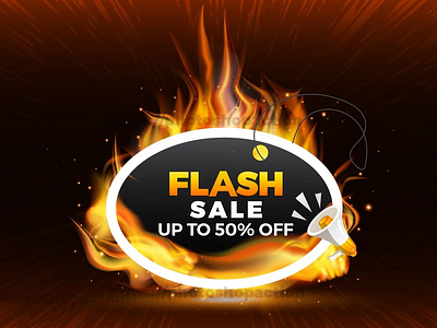 Realistic fire flame hot circle sale banner fire background sale banner