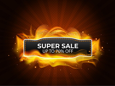 Realistic fire flame discount promotion banner design fire background sale banner