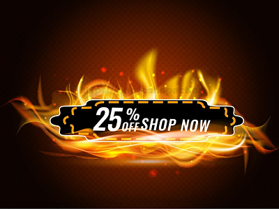 Realistic fire flame offer promotion banner