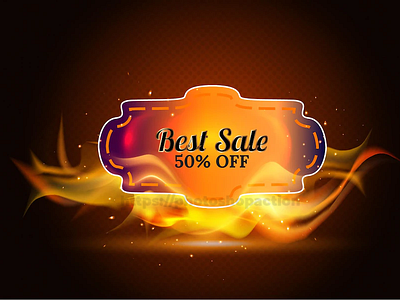 Realistic hot fire flame label composition banner fire background sale banner