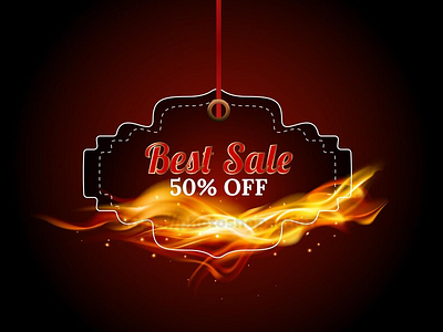 Realistic fire flame offer promotion banner fire background sale banner