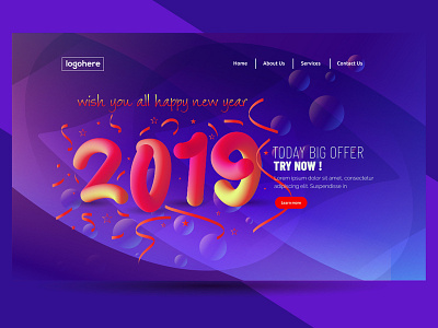 Free 2019 Happy New Year Abstract Web Banner Background