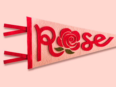 Rose 🌹 banner design felt flag floral flower illustration lettering pennant pink rose sign typography