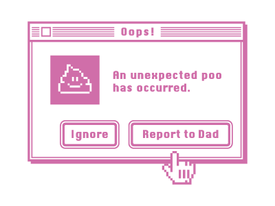 Unexpected Poo baby dialogue box error illustration mac os poo vector