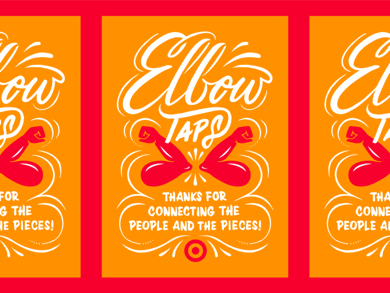 🎯03 arm script brush social distance covid elbows digital typography card bullseye target lettering