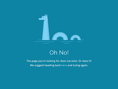 Four Oh Four 404 page error illustration loch ness nessy web