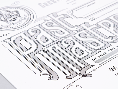 Secret Society certificate decorative freemason invitation lettering letterpress type typography