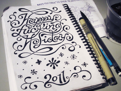 Happy Holidays lettering sketch typography