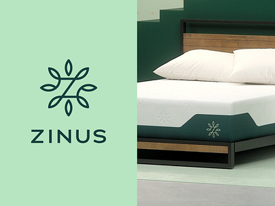 Zinus Logo branding icon identity leaf logo logomark logotype mattress pillow stout trademark z