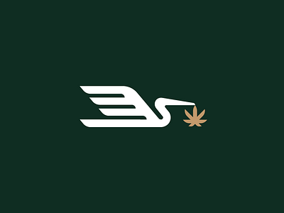 Cannabird 420 bird cannabis delivery edibles flower icon logo mark stork stout weed