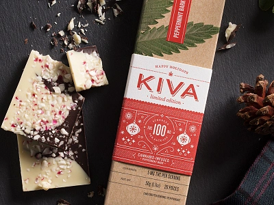 Happy High-lidays branding cannabis chocolate christmas edible holiday icon kiva letterpress marijuana packaging peppermint stout type