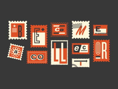 Become a Collector illustration stamps typography vector