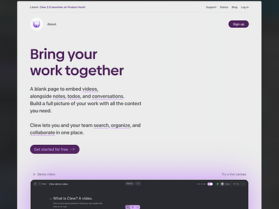 Clew landing page