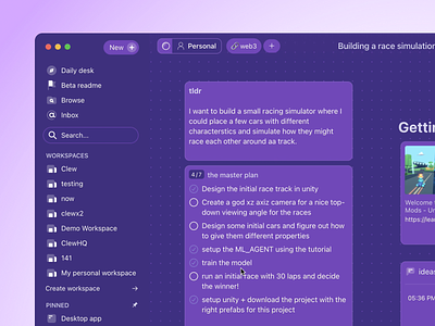Clew: Purple theme app clew design desktop theme ui