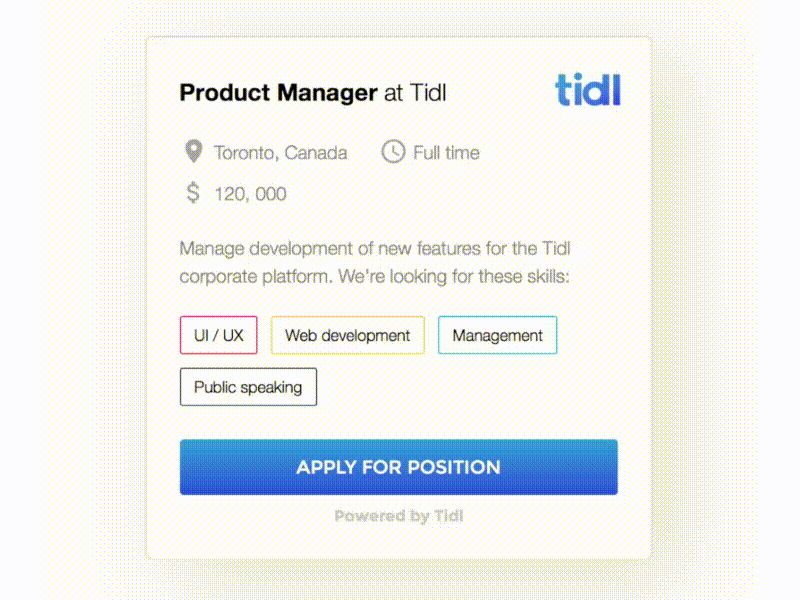 Tidl: Apply to job ui ux web design