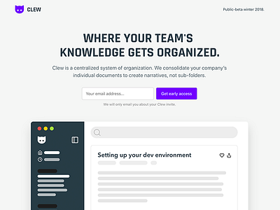 Clew landing page