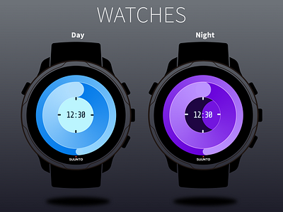 手表设计，白天/夜晚模式Watch design, day / night mode 3d art design ui