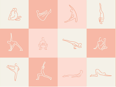 CalmCo. branding identity illustration pink yoga yoga pose