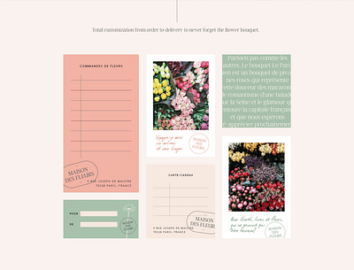 MaisonDesFleurs branding custom design flowers identity label logo logotype postcard present