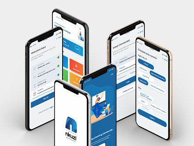 Nkuzi UI screens app branding design ui ux