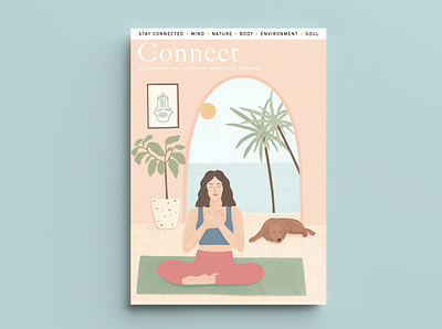 Stay Connected - Mindfulness Editorial adobe photoshop design drawing illustration meditation mindfulness procreate wellbeing yoga
