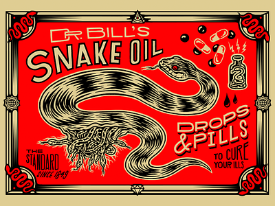 Snake Oil art big oil illustration illustrator printmaking rockefeller screenprint snake oil standard oil vector
