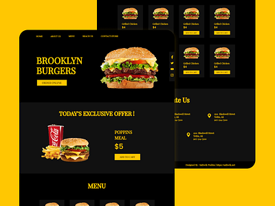 Burger Shop Website burger shop burger website dark ui website