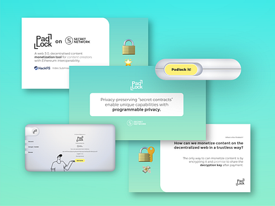 Padlock Presentation Graphics Intro Slides blockchain branding crypto design encryption ethereum lock marketing collateral nft presentation design secret network ui ux