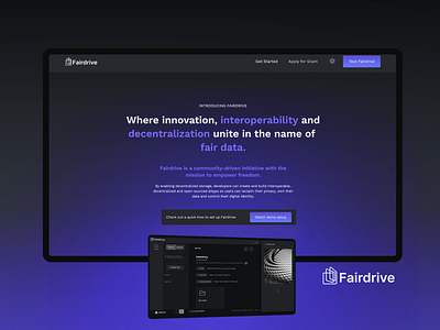 Fair Drive Landing Page Brochure blockchain branding brochure page design ethereum files landing page logo marketing collateral storage ui ux web3