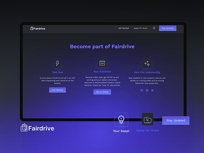 Fair Drive Landing Page Brochure blockchain branding brochure page design ethereum graphic design landing page logo marketing collateral ui web 3