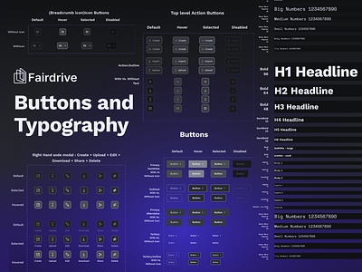 Fairdrive Design System: Buttons and Typography atomic design blockchain branding buttons design system developer style guide ethereum logo style guide typography ui