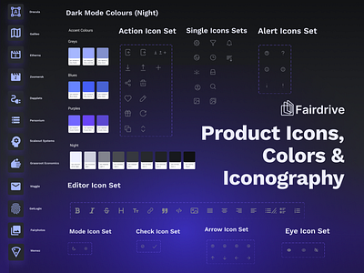 Fairdrive Design System - Product Icons, Colors and Iconography blockchain branding design system ethereum iconogrpahy logo marketing collateral style guide ui ux vector
