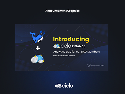 Cielo UniWhales Announcement (Socials Card #1) analytics announcement blockchain branding design ethereum logo marketing collateral rebrand social ui web3