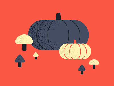 Pumpkins in the Woods digital illustration halloween illustration mushroom pumpkin