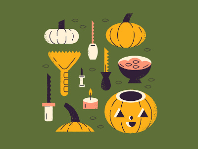 Jack-O-Lantern carving digital illustration halloween illustration jack o lantern october pumpkin