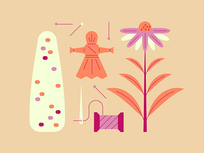 Corn Doll coneflower corn corn doll digital illustration flower illustration needle sewing thread