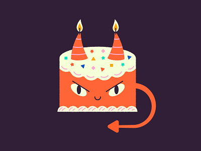 Demon birthday birthday cake cake candle demon dessert devil digital illustration food illustration sprinkles sweet and sour