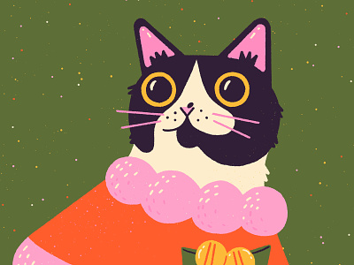 Holiday Pet Portrait of Moo cat cat portrait christmas digital illustration holiday illustration pet portrait winter