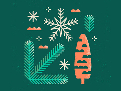 Spruce and Snowflakes digital illustration illustration pinecone snow snowflake spruce spruce tree