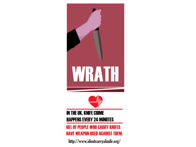 Wrath | Prevent Knife Crime Campaign campaign font information poster signs sins style text vectors