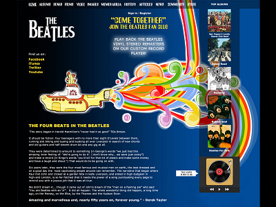 The Beatles "Come Together" | Website Design band beatles blue font layout music style text type website words yellow