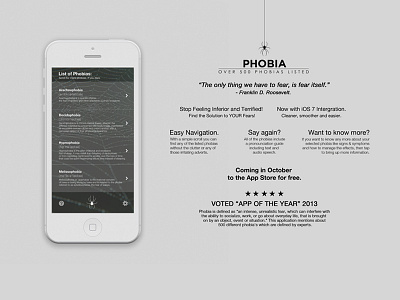 Phobia | App Design advertising alignment app colour font information iphone layout spider style text vectors