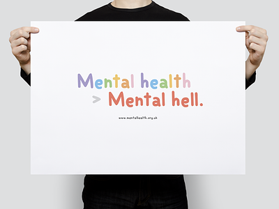Mental Health > Mental Hell | Typographical Poster colours graphic design graphics health mental health poster sans serif simple text typography