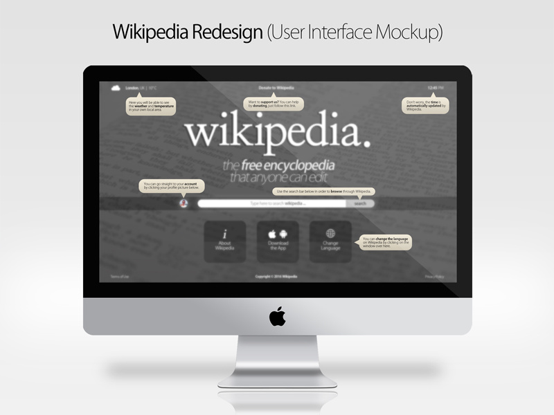 Wikipedia Redesign User Interface Mockup by Karl