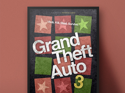 Grand Theft Auto | Minimalistic Typography Posters colour effects font helvetica layout minimal poster simple style text texture typography