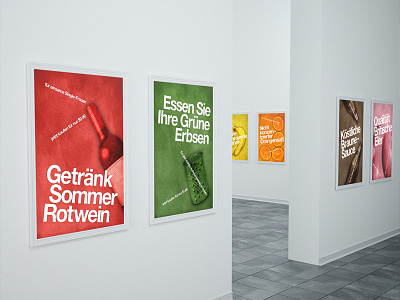 Grocery Product Posters | J. Brockmann Tribute advertisement alignment helvetica layout mockup museum poster style swiss text texture type