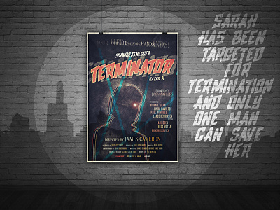 The Terminator | 1950s Typographical Poster effects horror mockup movie poster retro style terminator text texture type typography