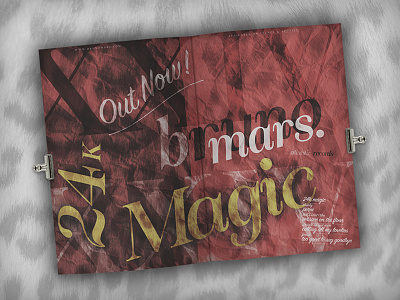 Bruno Mars '24k Magic' Promo | Magazine Poster book fonts graphics magazine music page poster print serif style tribute typography